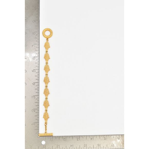 Givenchy Vintage Leaf Bracelet Brushed Gold Matte Textured 1980s Signed Bin4 - Picture 16 of 16